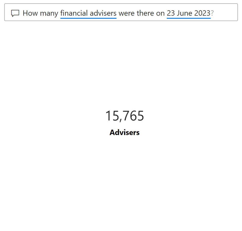Screenshot of Market Maven Q&A on adviser count
